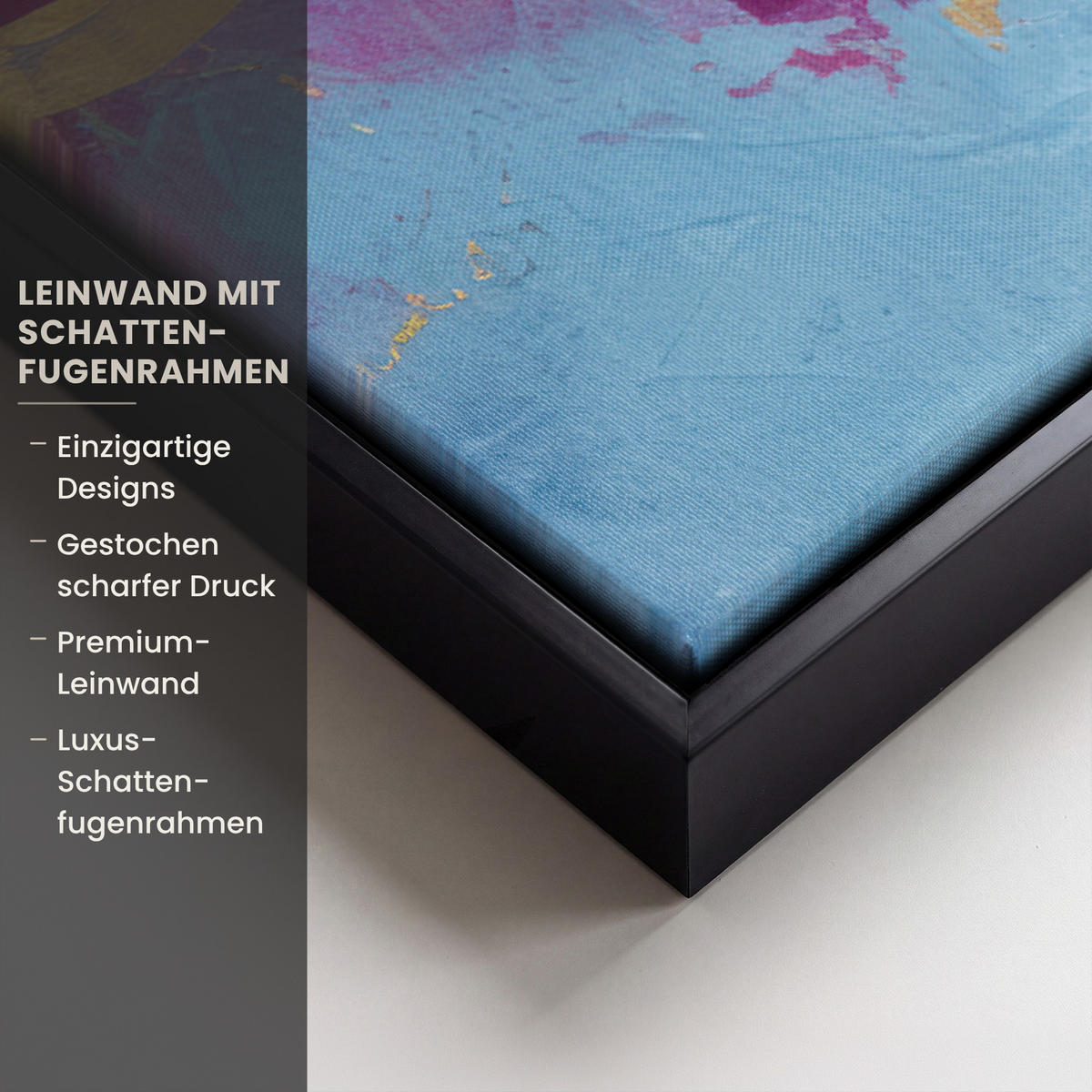 LEINWAND Bilder mit Rahmen - Kreise - Gold - Abstrakt - 60x40 - Blau, Textil (60/40cm) - MuchoWow
