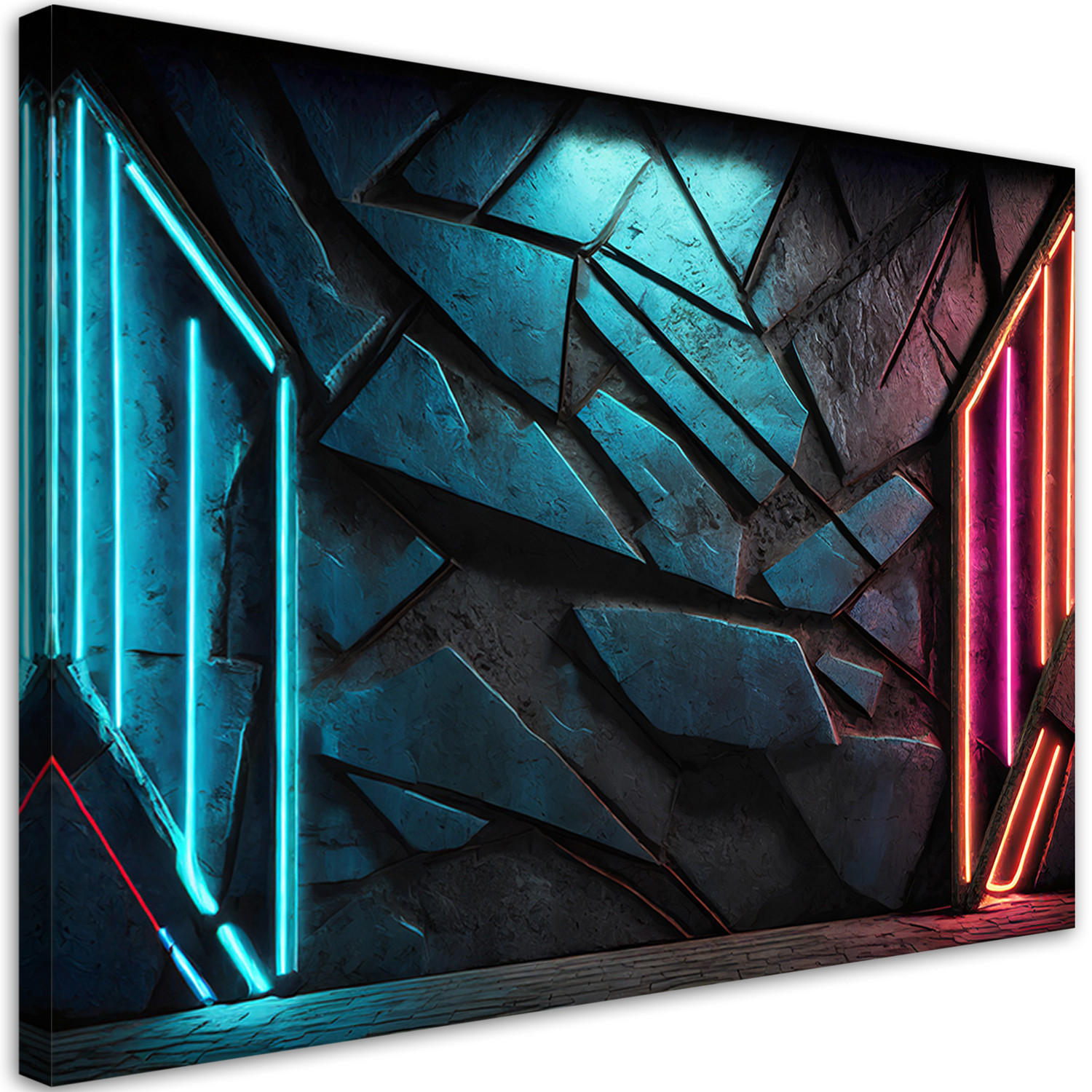 WANDBILD neon futuristische textur - Blau, Textil (60/40cm) - Feeby