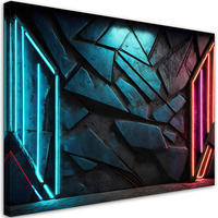 WANDBILD neon futuristische textur - Blau, Textil (60/40cm) - Feeby