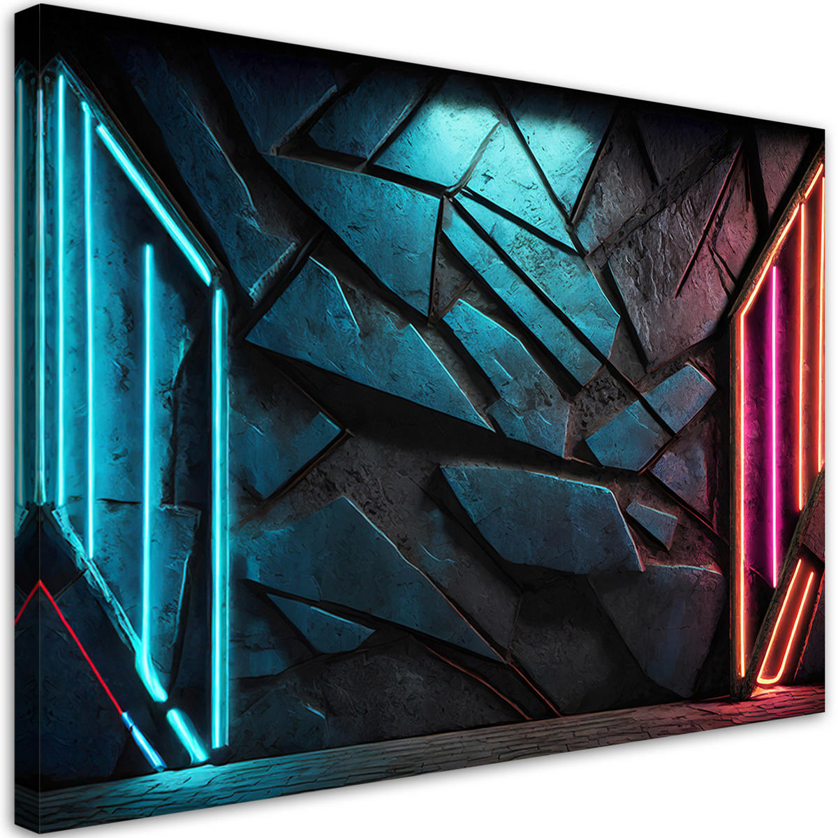 WANDBILD neon futuristische textur - Blau, Textil (60/40cm) - Feeby