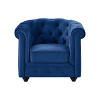 SESSEL mit gerader Rückenlehne - 1 Person - Samt, Stoff - Königsblau - - Dunkelblau, Textil (85/72/78cm) - Vente-Unique