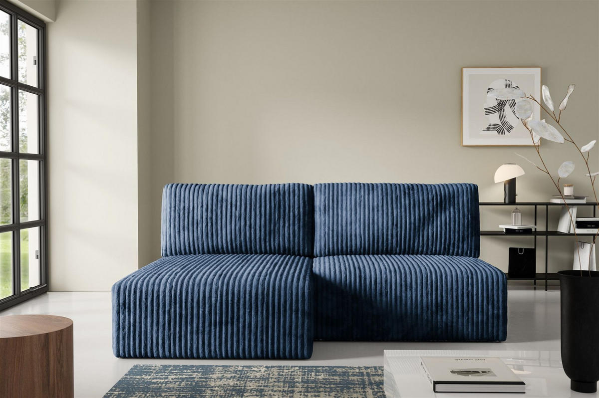 ECKSOFA Natalia Xs - Dunkelblau, Holzwerkstoff/Textil (149/210cm) - Fun Möbel