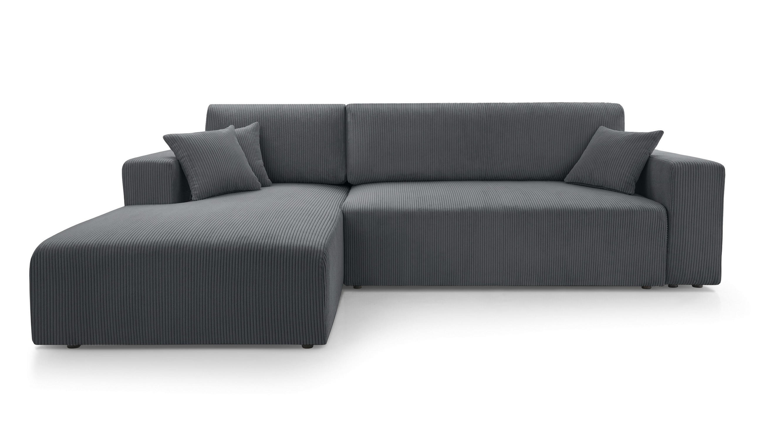 ECKSOFA L Form Catea Grau 279/145/84 cm Links mit Schlaffunktion - Schwarz/Grau, Kunststoff/Textil (145/279cm) - AX Living