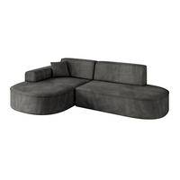 ECKSOFA Ottomane Links MARI-L1 - 243x171x79 cm Dunkelgrau Velours - Dunkelgrau/Schwarz, Holzwerkstoff/Kunststoff (243/171cm) - ALTDECOR