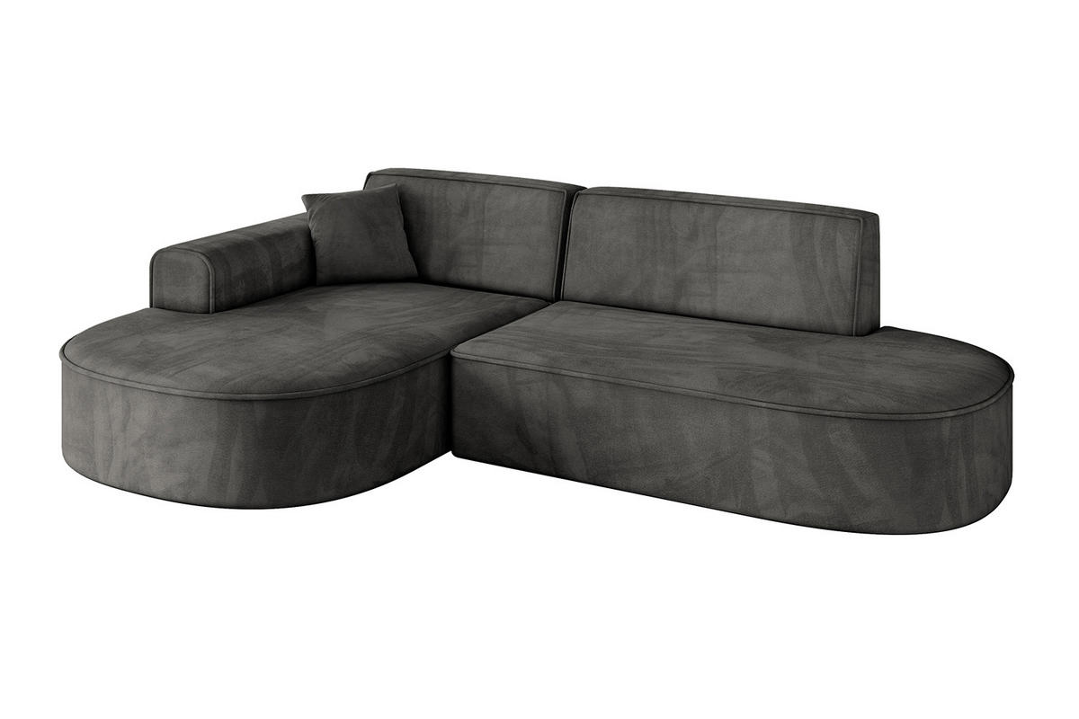 ECKSOFA Ottomane Links MARI-L1 - 243x171x79 cm Dunkelgrau Velours - Dunkelgrau/Schwarz, Holzwerkstoff/Kunststoff (243/171cm) - ALTDECOR