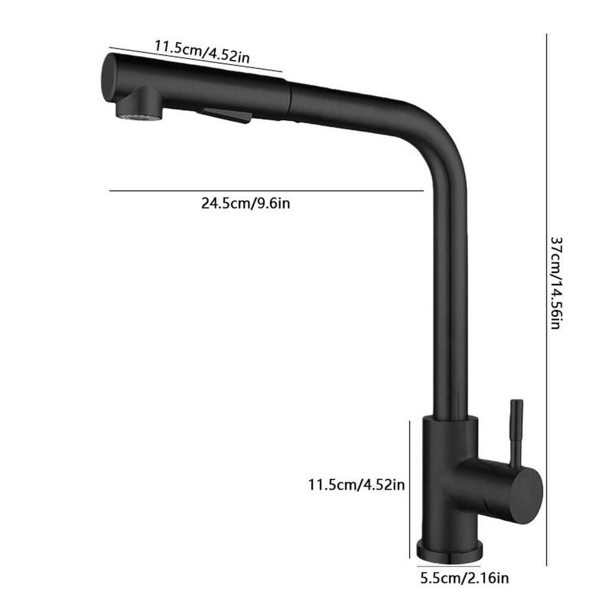 KÜCHENARMATUR Ausziehbar 37 x 25 x 6 schwarz - Schwarz, Metall (52/6/24cm) - Vallsero