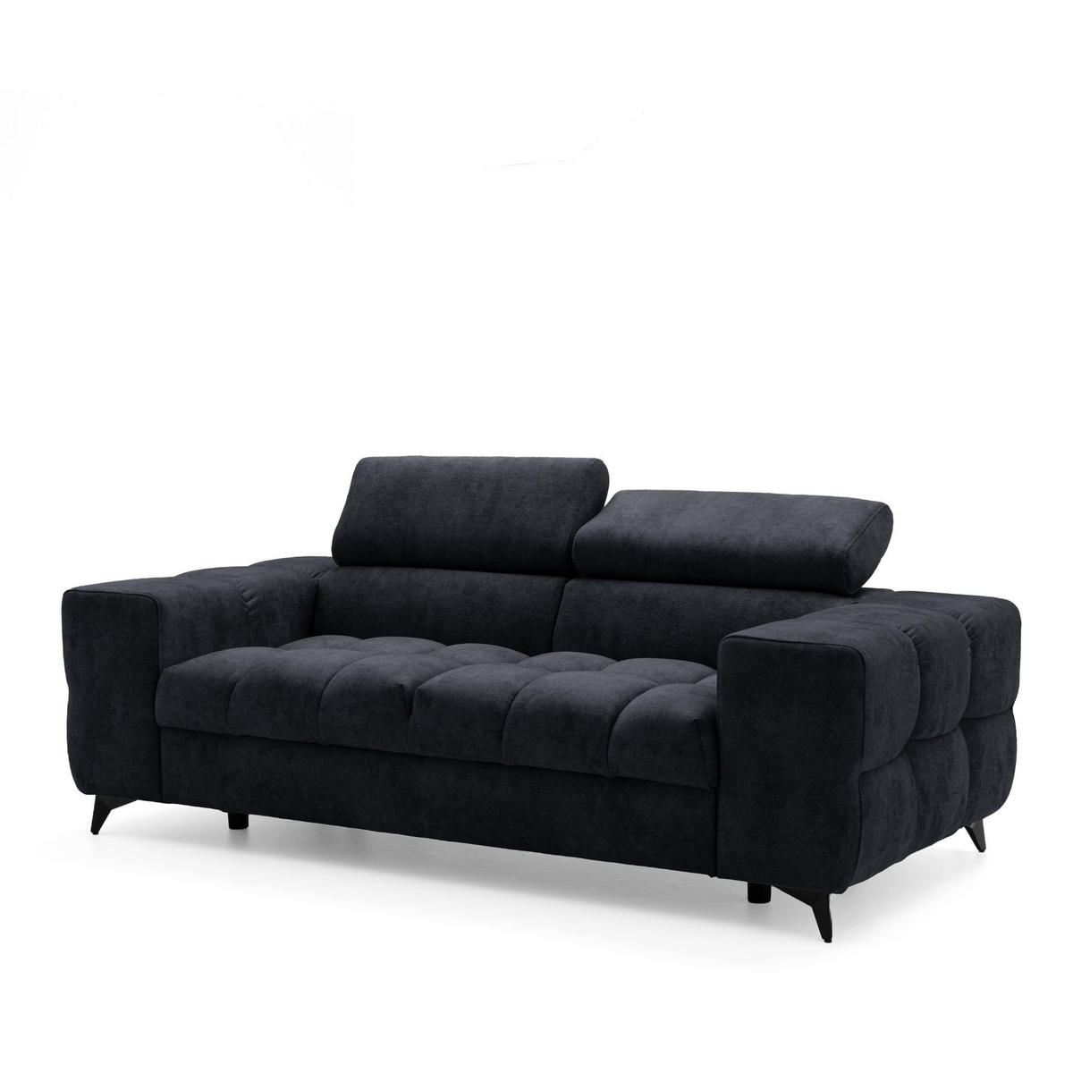 2-SITZER Sofa PUDDING 209 cm Velours Schwarz - Schwarz, Holz/Textil (209/93/100cm) - Muffo