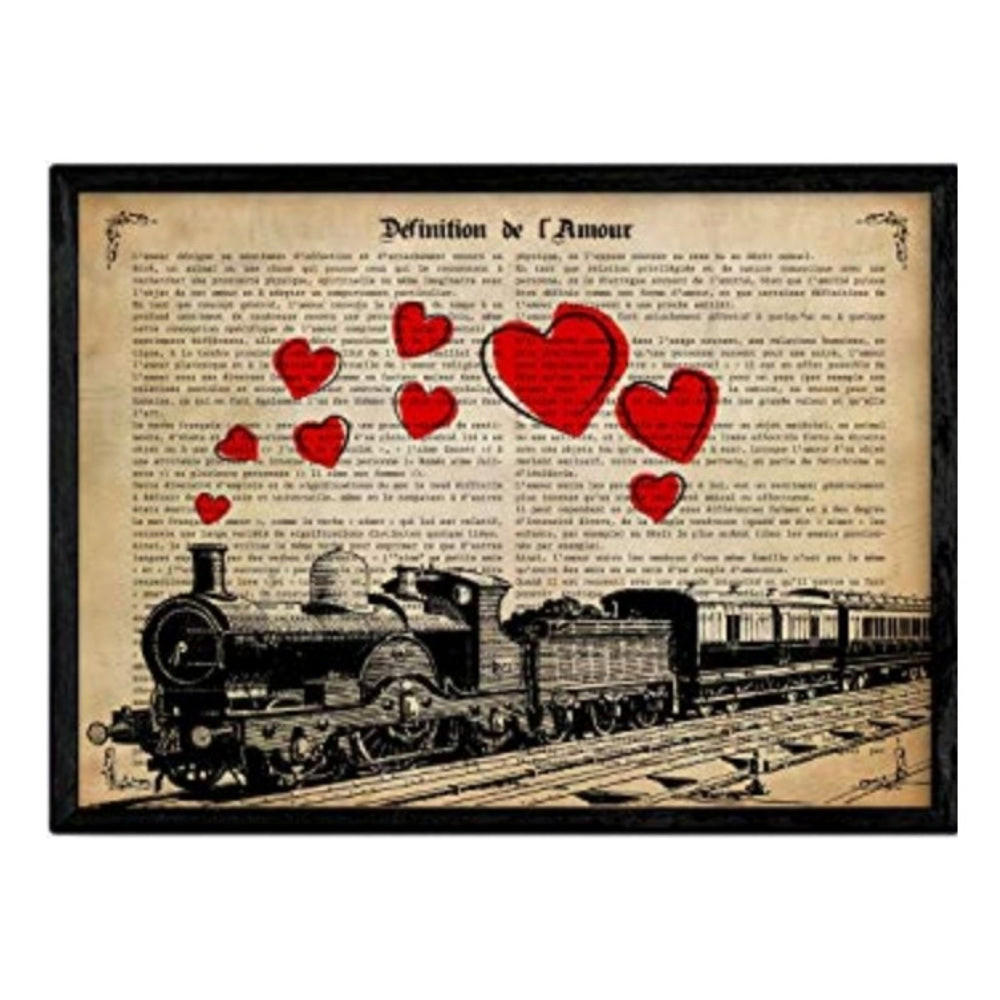 POSTER Zug Mit Herzen A4 Rahmenlos - Klar, Papier (29.7/5/21cm) - Nacnic