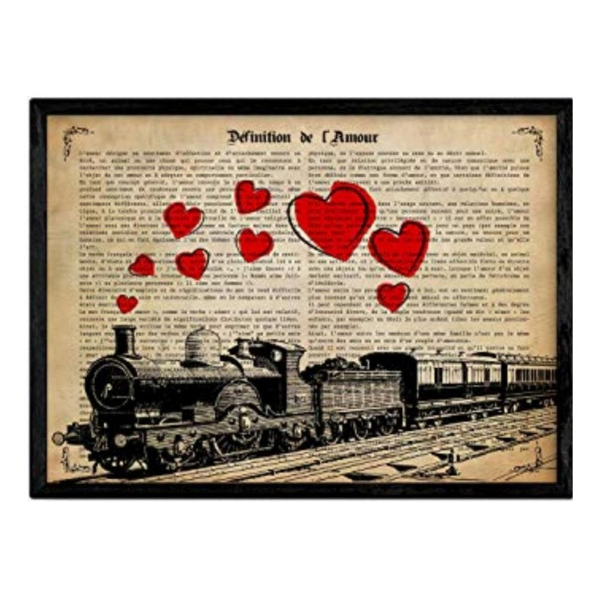 POSTER Zug Mit Herzen A4 Rahmenlos - Klar, Papier (29.7/5/21cm) - Nacnic