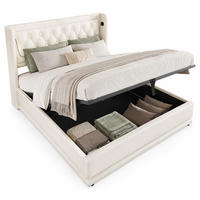POLSTERBETT 140/200 cm in Weiß mit Bettkasten, LED, USB und Type-C - Weiß, Holzwerkstoff/Textil (140/200cm) - STILVORA