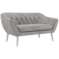 2-SITZER-SOFA PIRS - Hellgrau Velvet - Weiße Beine - Hellgrau/Weiß, Holzwerkstoff/Textil (140/75/74cm) - MKS