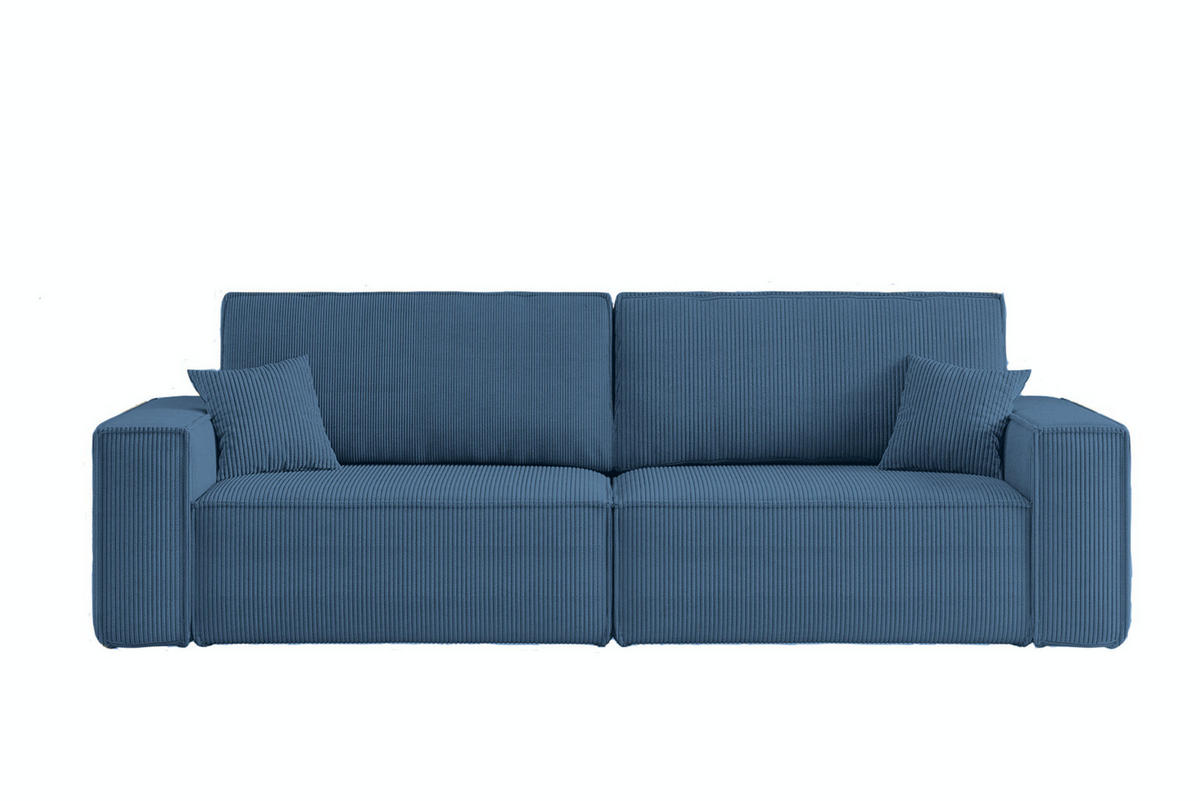 SCHLAFSOFA HUGO, Sofa mit Schlaffunktion und Bettkasten, Farbe: Blau, Cordstoff - Blau, Textil (244/83/98cm) - VENASI MÖBEL