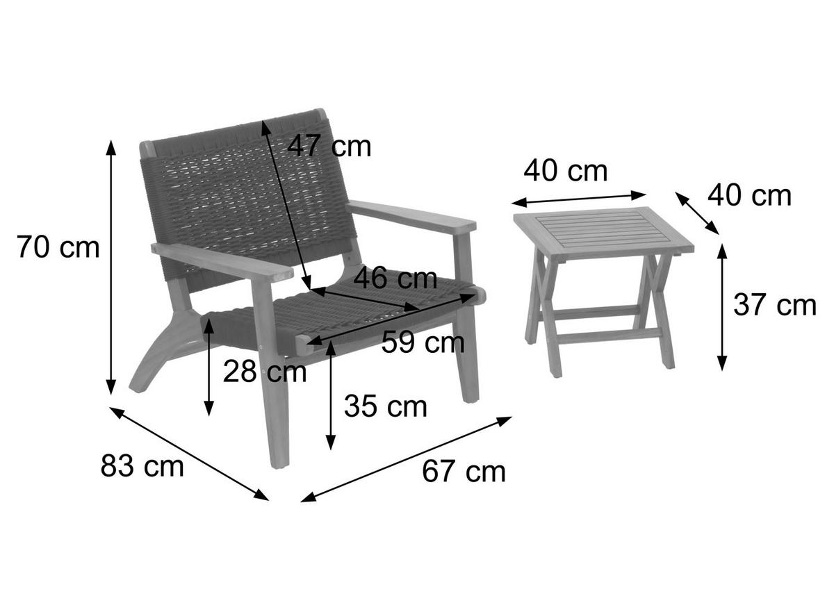 LOUNGE-GARTEN-GARNITUR Braun, Schwarz - Schwarz/Braun, Holz - MCW