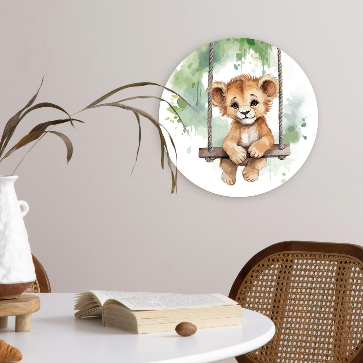 WANDBILD Löwe - Tier - Kinder - Dschungel 30x30 cm - Hellbraun, Kunststoff (30/30cm) - MuchoWow