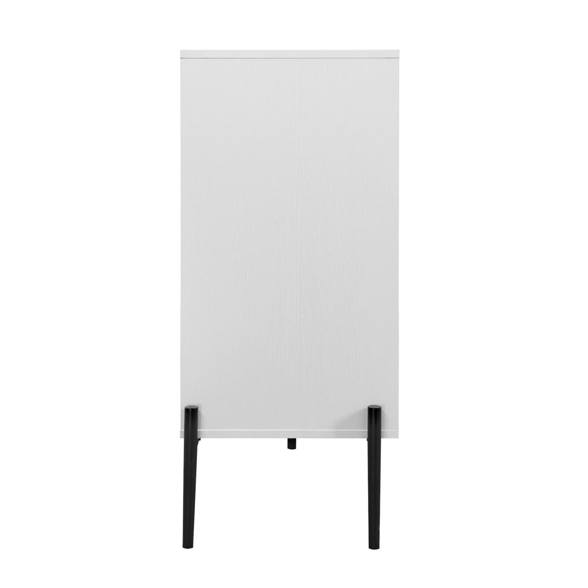 SIDEBOARD Weiß, mit geriffelter Glasfront, 3 Schubladen, Türen und schwarzem Metallgestell, 155/40/91,5 cm - Weiß, Glas/Holzwerkstoff (155/91.5/40cm) - WISHDOR