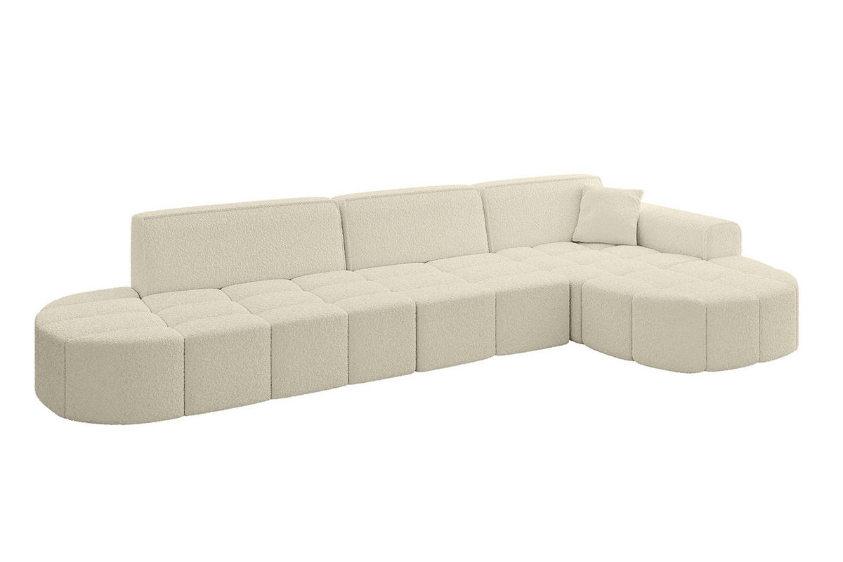 ECKSOFA Ottomane Rechts LIVO-L2 - 337x173x79,5 cm Beige - Beige, Holzwerkstoff/Textil (337/173cm) - ALTDECOR