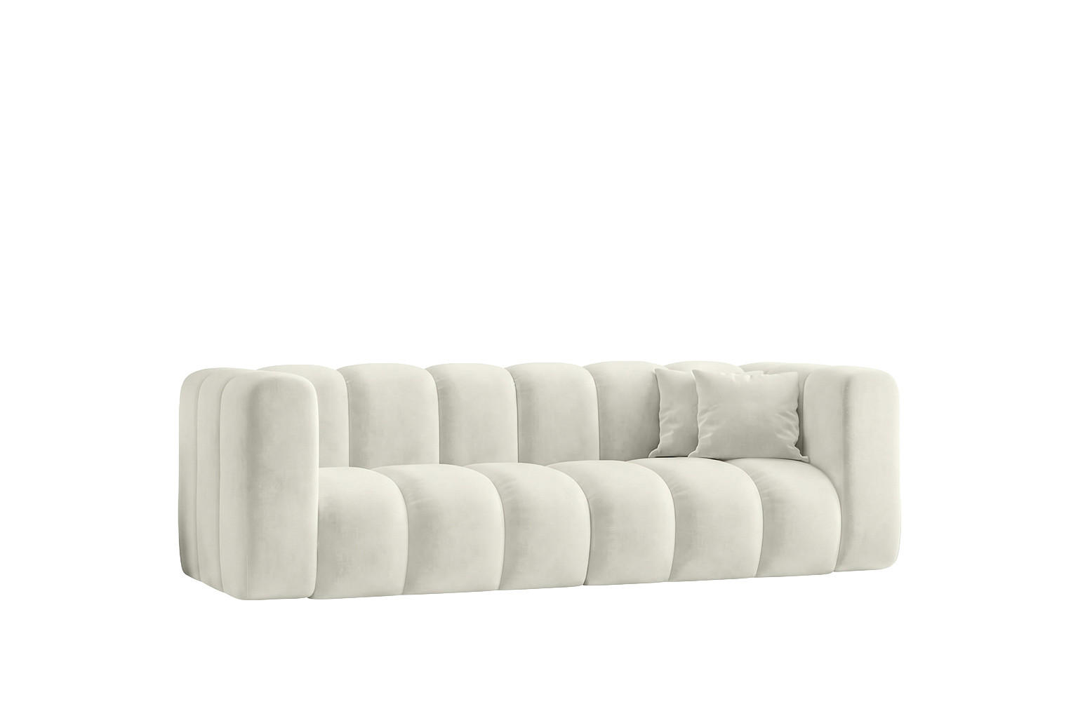 SOFA 3-Sitzer Modulares, Velvet-Stoff Riviera, Ecru, GRAND - Creme, Holz (230/70/89cm) - Kaiser Möbel