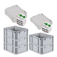 EUROBOX 5x Nextgen Economy Mit Scharnierdeckel Grau/GrünGriffe Geschlossen 16 Liter - Grün, Kunststoff (30/17/40cm) - PROREGAL
