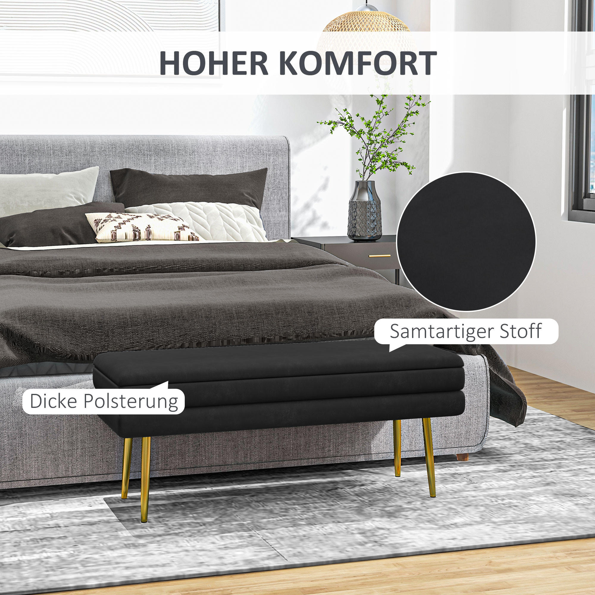 Homcom Truhenbank Schwarz 37.5x42x100 cm