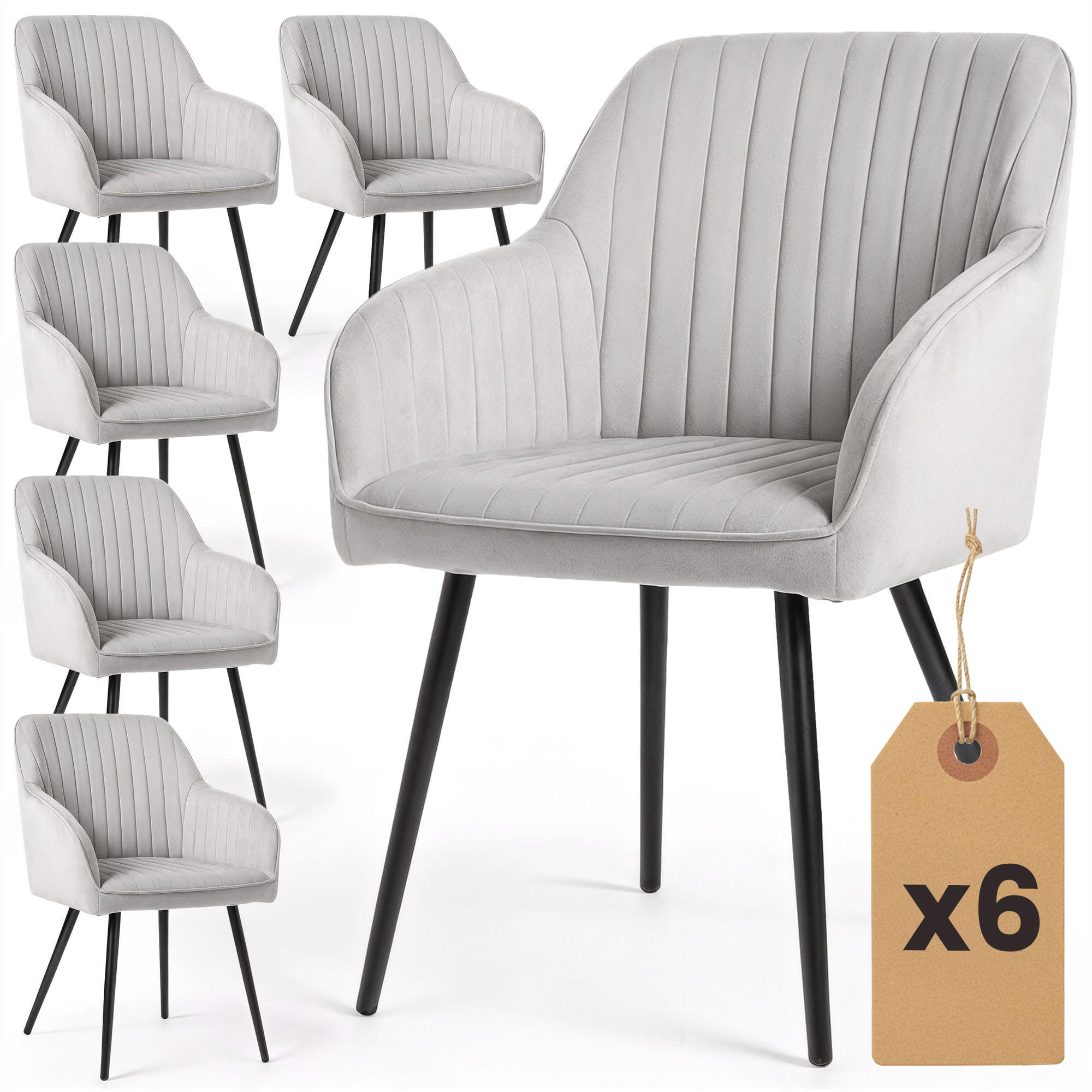 RAUMHIRSCH FURNITURE ČALOUNĚNÁ ŽIDLE, sada 6 ks, kovové nohy šedé, černé 54,5/82/58