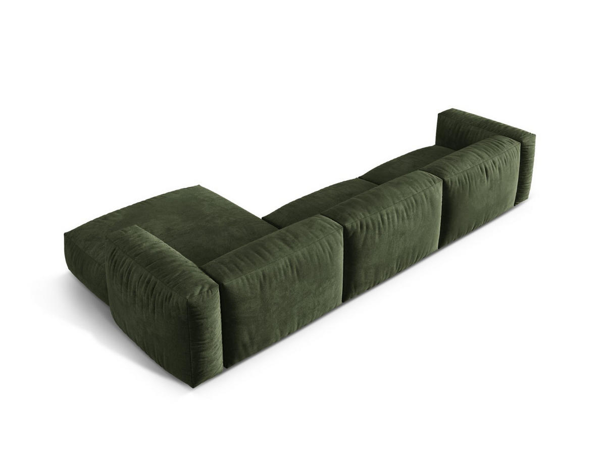 ECKSOFA modular rechts Martina aus Samt grün 3 Sitzplätze - Grün, Textil (176/332cm) - Micadoni