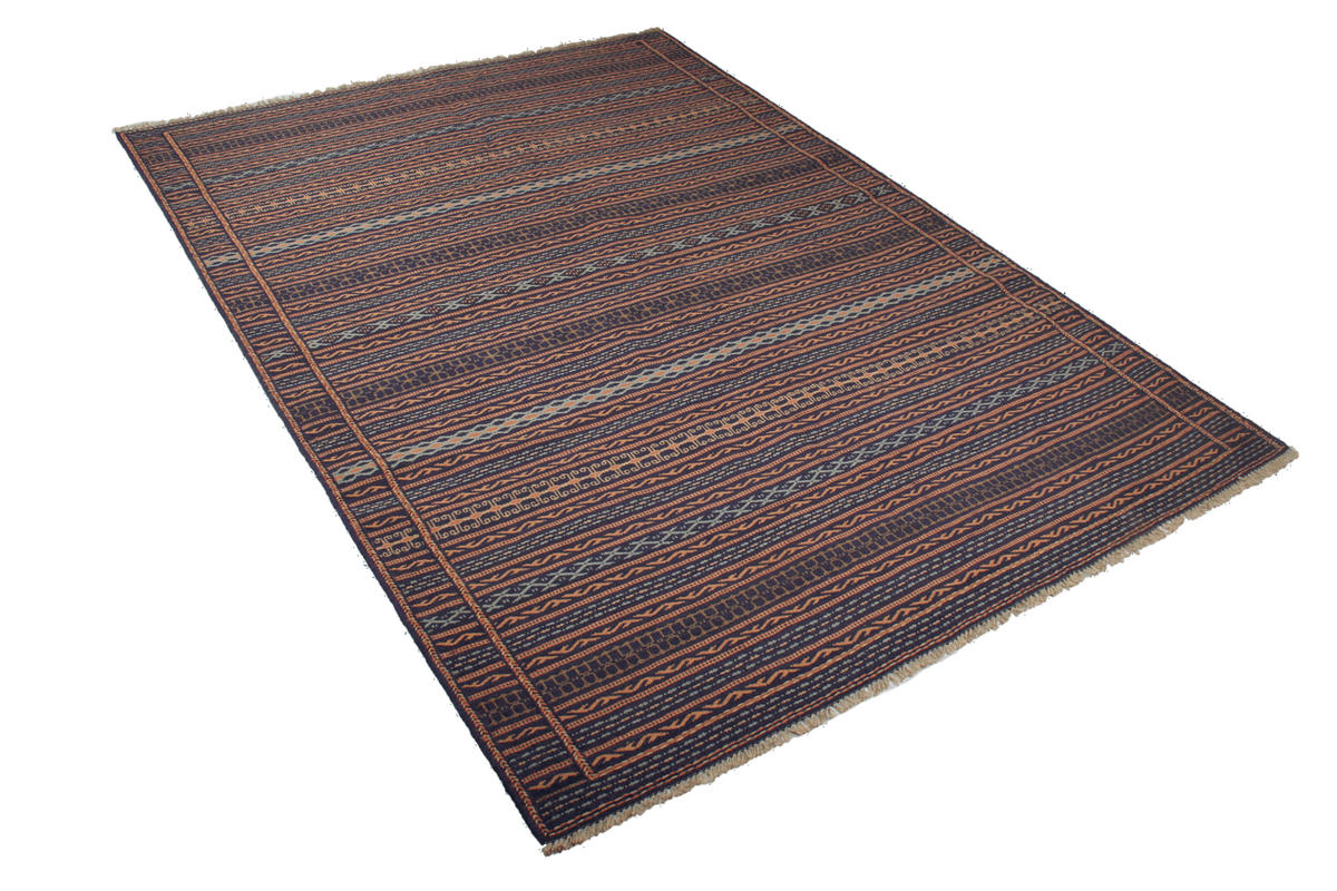 HANDWEBTEPPICH Kelim Kordi Blau 240/170 cm Schurwolle - Blau, Textil (170/240cm) - Looma