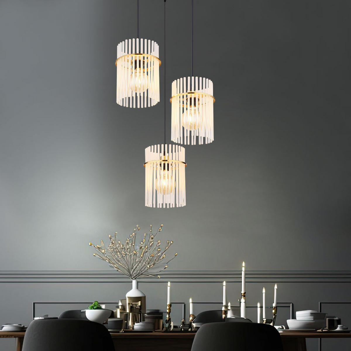 LED HÄNGELEUCHTE Gorley Metall Gold - Goldfarben, Glas (47/47/140cm) - Globo Lighting