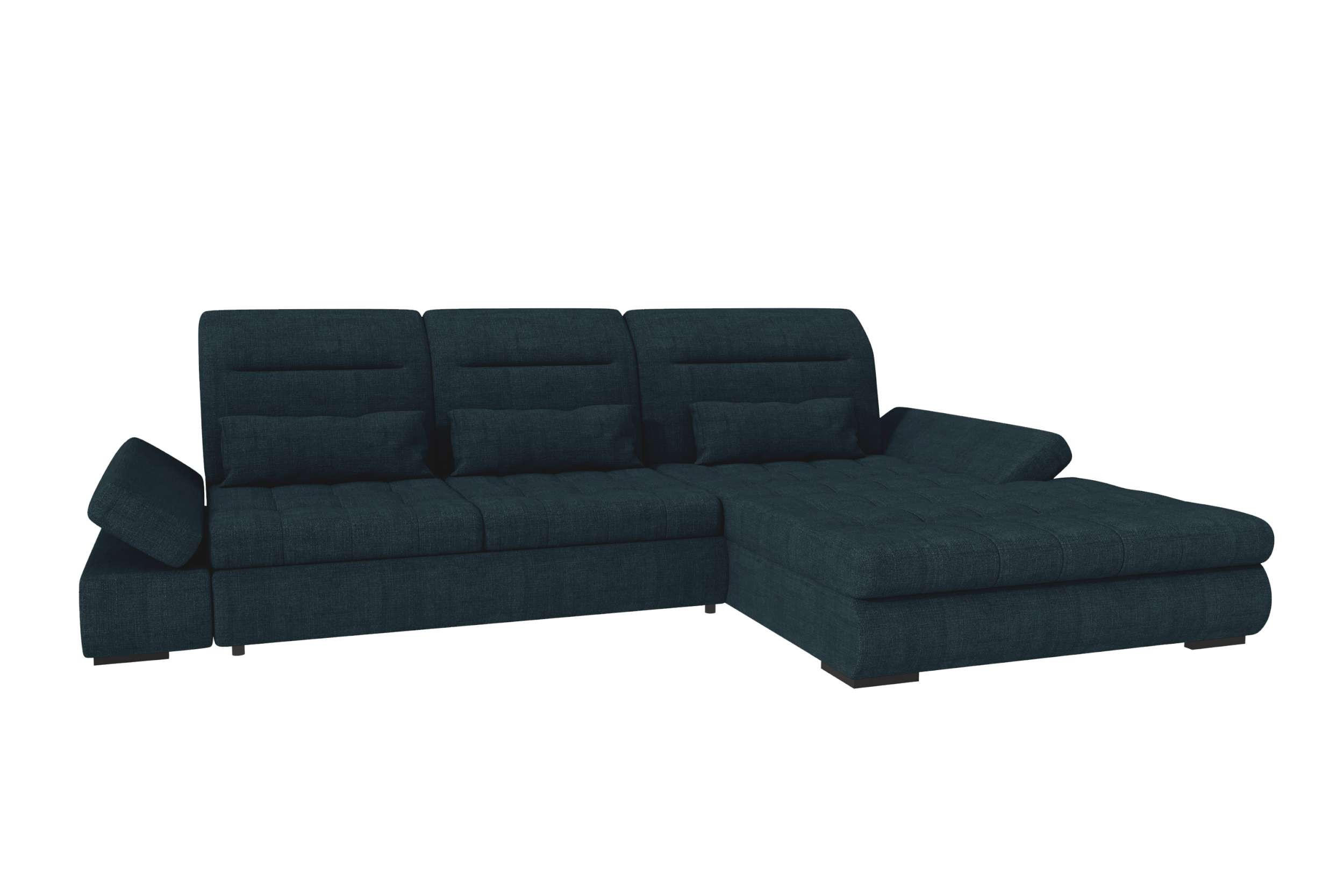 ECKSOFA Toscana Plus Velours inkl. Schlaffunktion - Dunkelblau, Textil (300/179cm) - 99rooms