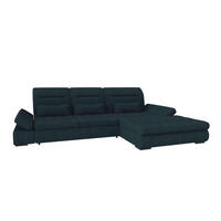 ECKSOFA Toscana Plus Velours inkl. Schlaffunktion - Dunkelblau, Textil (300/179cm) - 99rooms