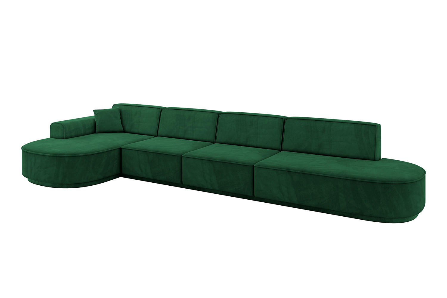 ECKSOFA Ottomane Links MARI-L3-v3 - 413x171x83 cm Dunkelgrün Velours - Dunkelgrün/Schwarz, Holzwerkstoff/Kunststoff (413/171cm) - ALTDECOR