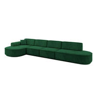 ECKSOFA Ottomane Links MARI-L3-v3 - 413x171x83 cm Dunkelgrün Velours - Dunkelgrün/Schwarz, Holzwerkstoff/Kunststoff (413/171cm) - ALTDECOR