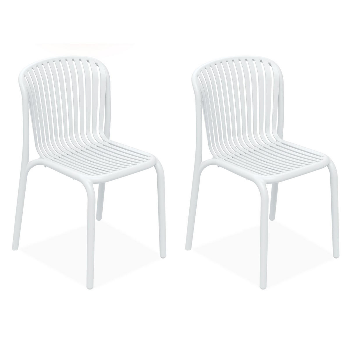GARTENSTUHL FICCARI 2-er Set, Weiß - Weiß, Kunststoff (52/82.5/53cm) - KONSIMO®