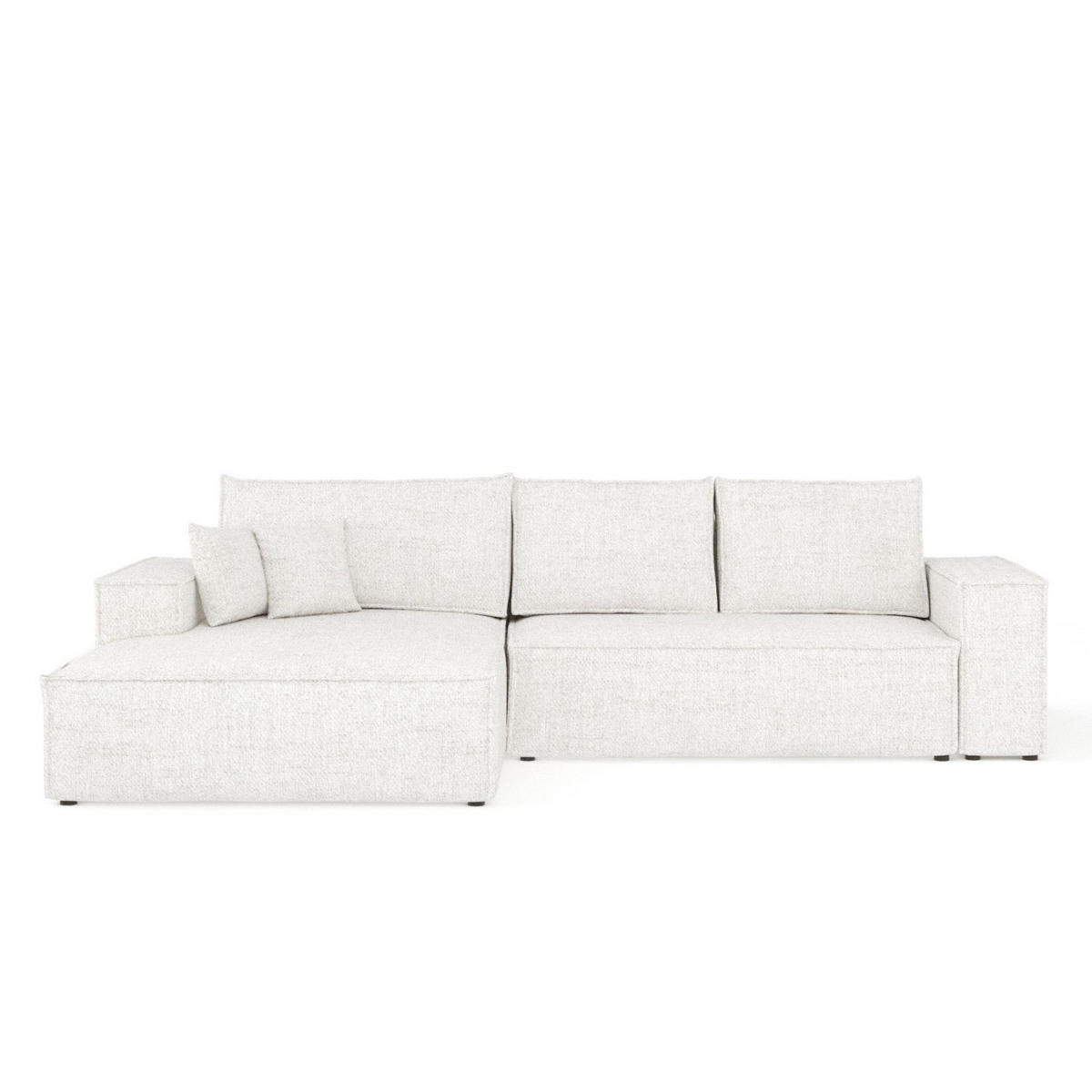 ECKSOFA TAURI mit Schlaffunktion Creme im Neve Stoff - Creme/Schwarz, Holz/Holzwerkstoff (294/185cm) - AltaBeds