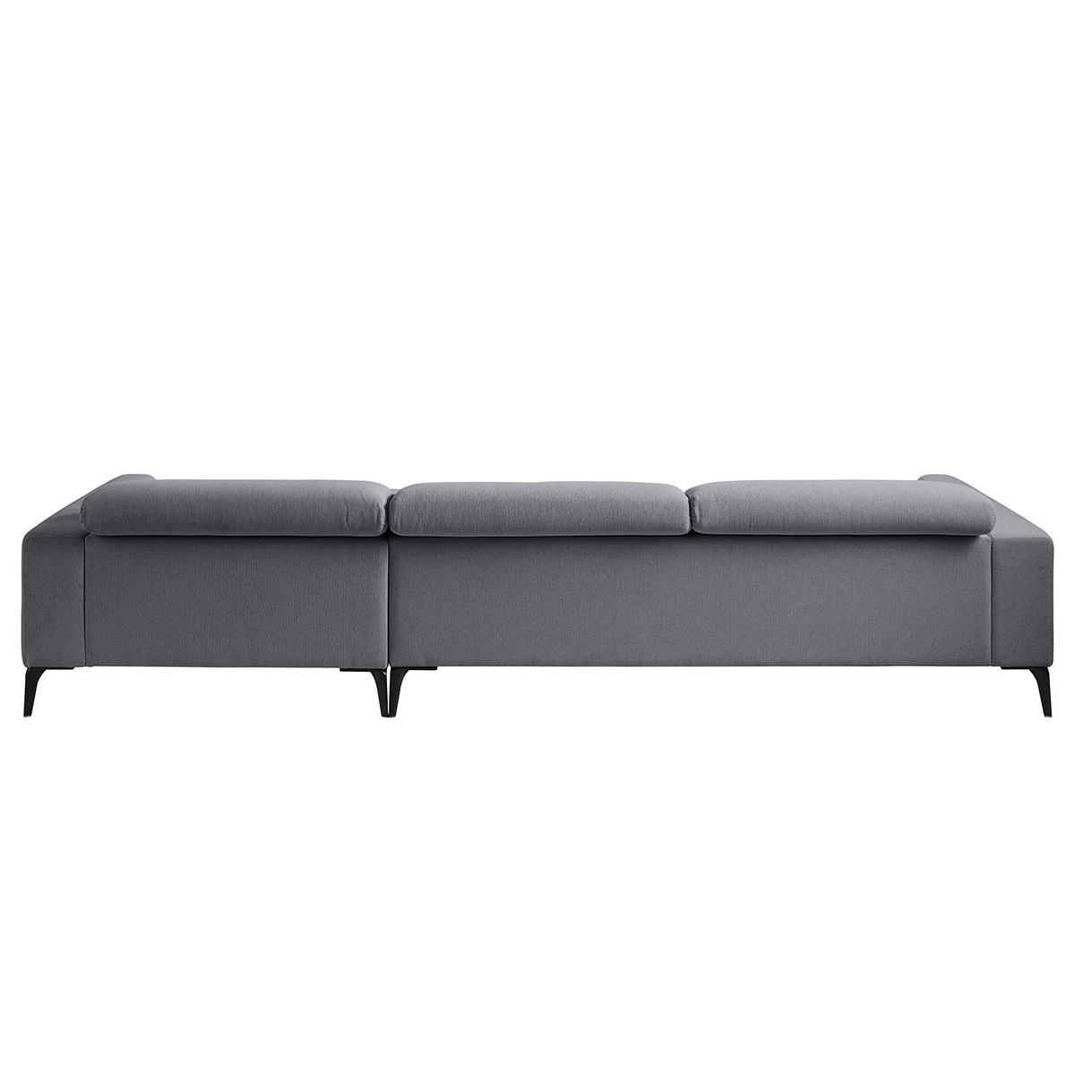 ECKSOFA mit Longchair - Schwarz/Grau, Textil/Metall (328/180cm) - home24