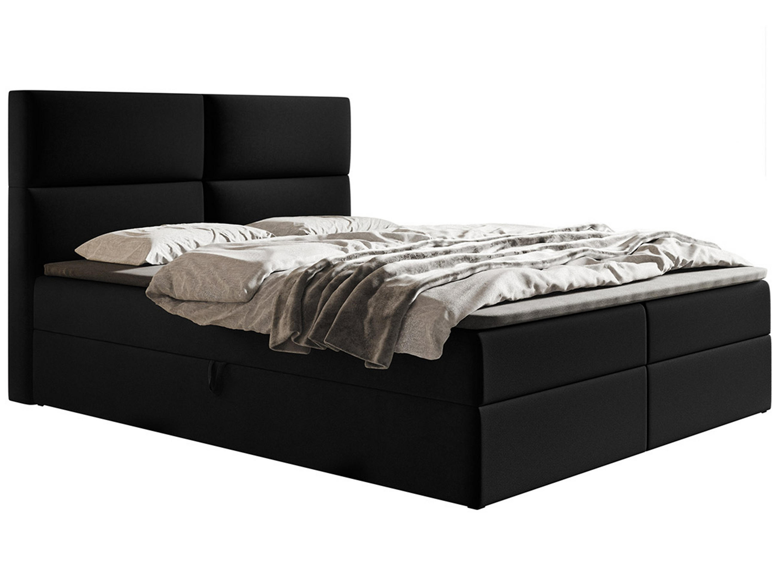 BOXBETT Bonio III 180/200 cm in Schwarz – mit Bettkasten und Topper - Schwarz, Holz/Holzwerkstoff (180/200cm) - AX Living