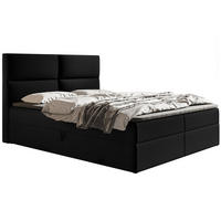BOXBETT Bonio III 180/200 cm in Schwarz – mit Bettkasten und Topper - Schwarz, Holz/Holzwerkstoff (180/200cm) - AX Living
