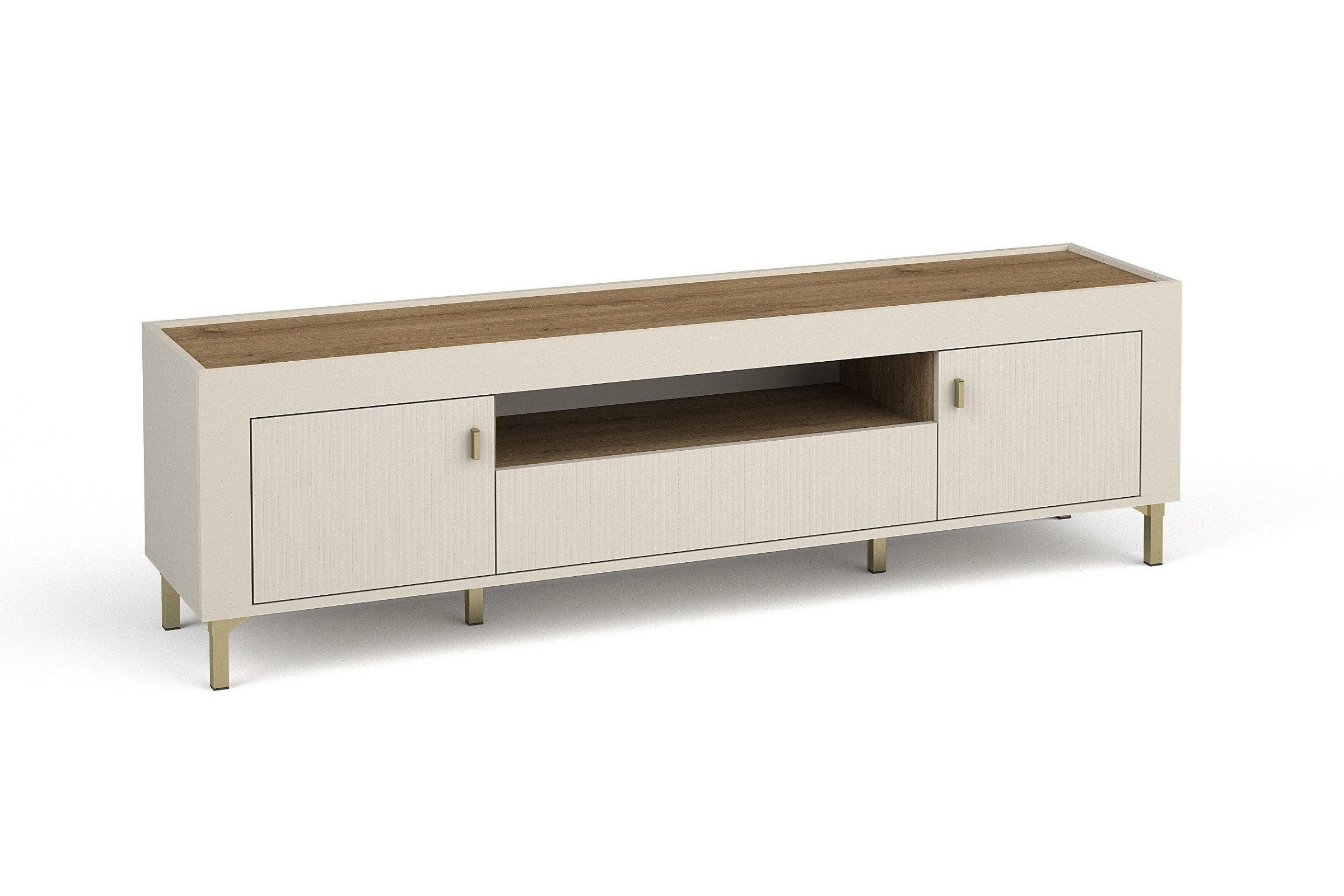TV-LOWBOARD MONI 08 in Kaschmir / Eiche Whiskey matt 177/52/40 cm - Kaschmir, Holzwerkstoff (177/52/40cm) - Deine Möbel 24
