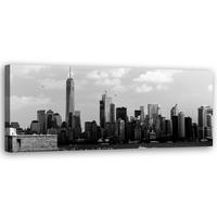 WANDBILD schwarz weiße stadt - Grau, Textil (90/30cm) - Feeby