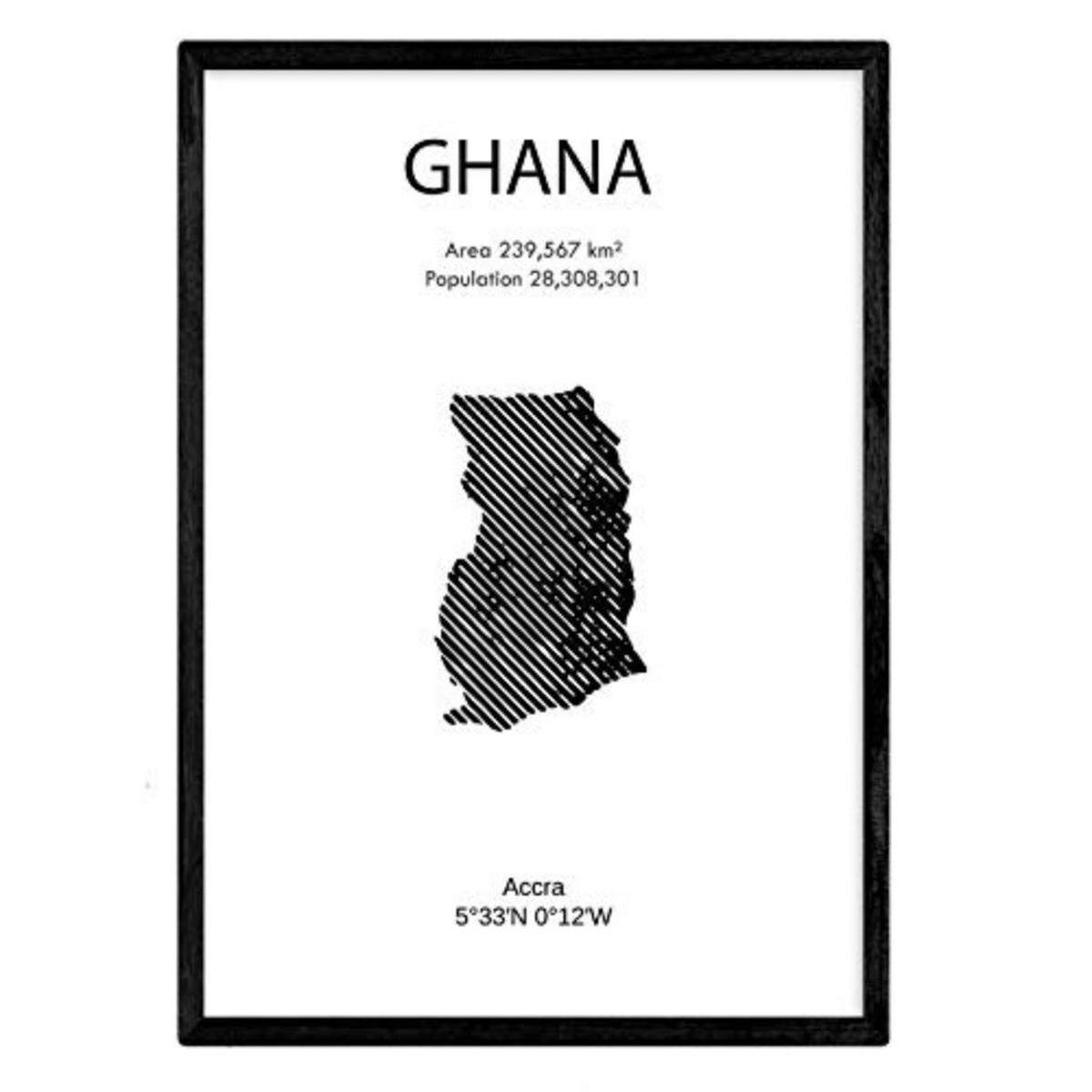 POSTER Länder & Kontinente Ghana A4 Rahmenlos - Klar, Papier (29.7/5/21cm) - Nacnic