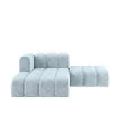 CHAISELONGUE Modulare Mit Hocker, Velvet-Stoff Riviera, Babyblau, Links, GRAND - Hellblau, Holz (204/179cm) - Kaiser Möbel