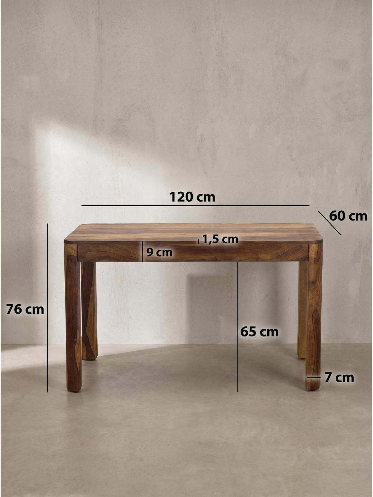 ESSTISCH CHARENTE, Dunkles Massivholz, handgefertigt, 120 x 60 x 76 cm - Braun, Holz (60/120/76cm) - KADIMA DESIGN