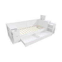 STAURRAUMBETT 90/200 cm DE-03096, mit Schubladen, Regalen und Nachttisch, in Weiß - Weiß, Holzwerkstoff (90/200cm) - ComfortXL