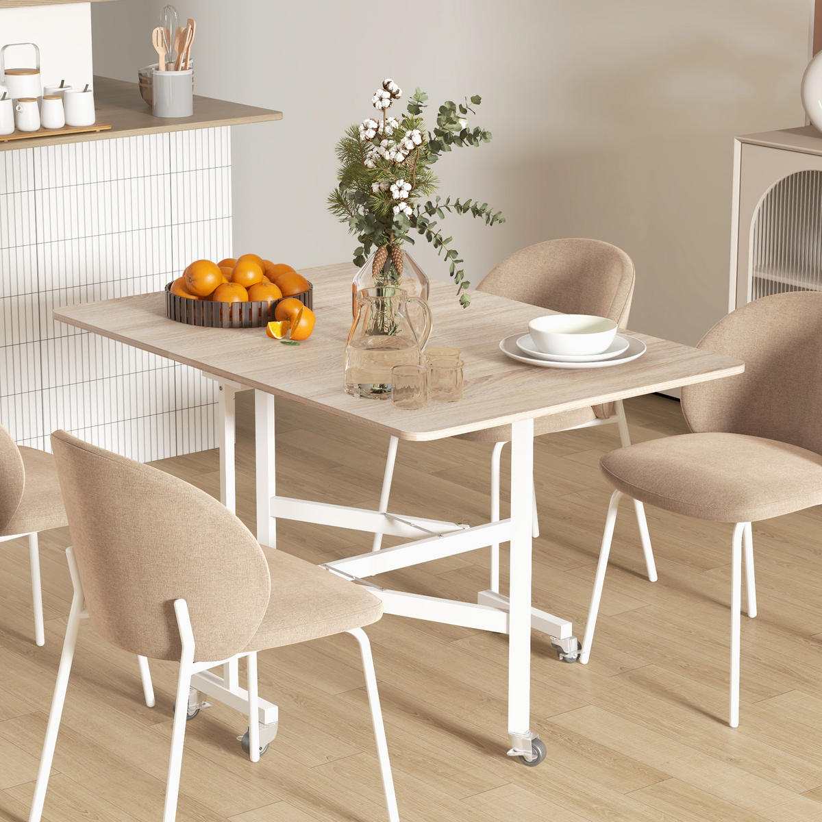 ESSTISCH klappbar, MDF, Stahl, Eiche - Eichefarben, Kunststoff (80/73/120cm) - HOMCOM