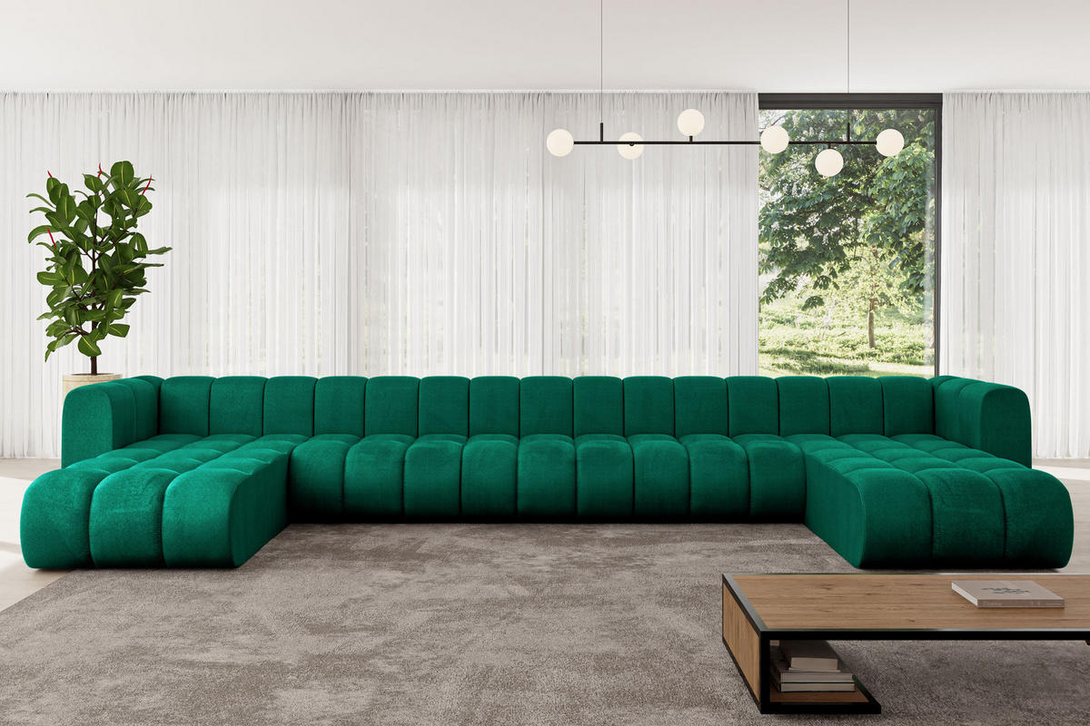 WOHNLANDSCHAFT modulares Sofa Joren-U3 - 501x177x70 cm Grün - Dunkelgrün, Holzwerkstoff/Textil (501/70/177cm) - ALTDECOR