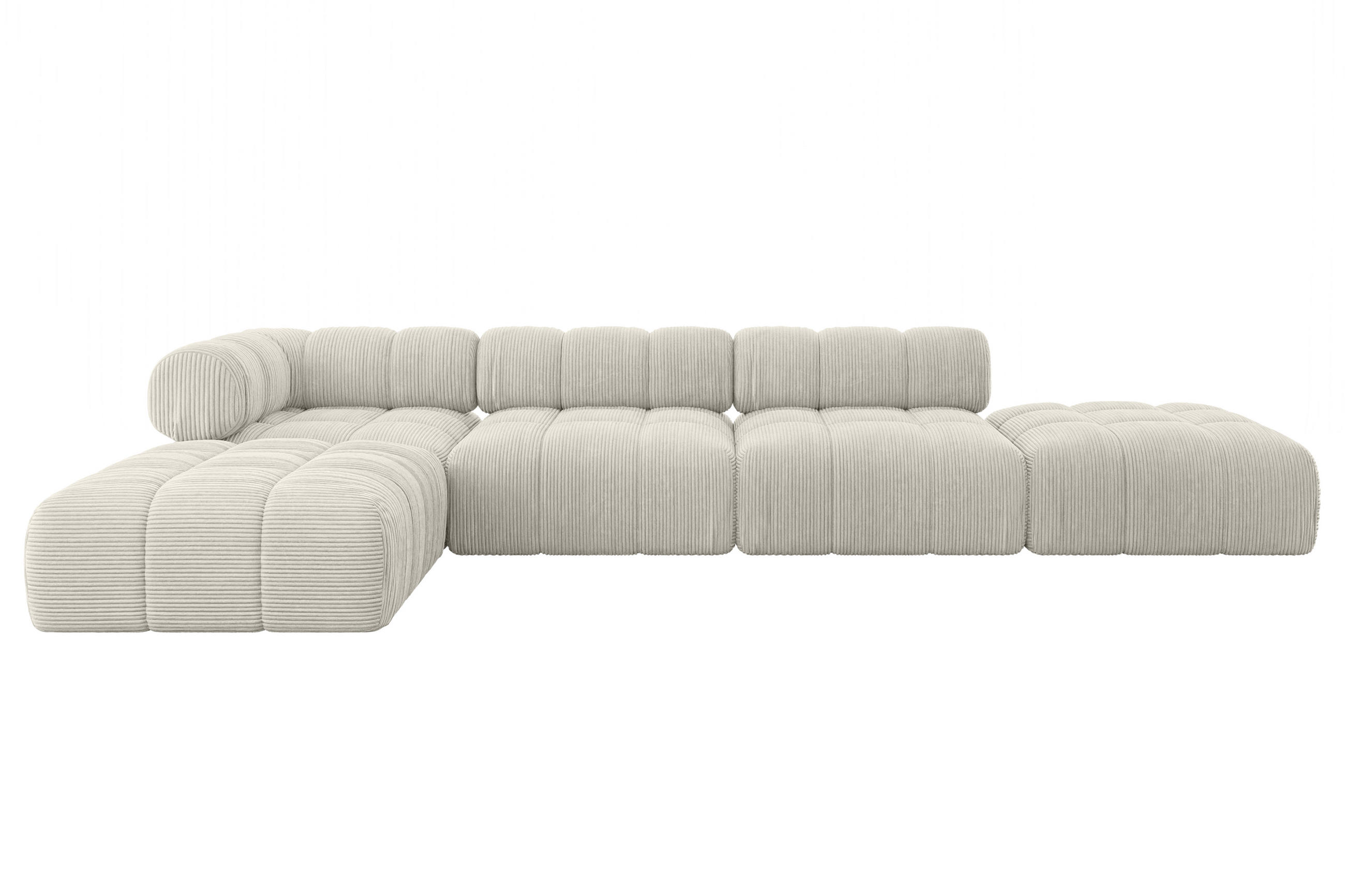 ECKSOFA modulares Sofa Kerru-L2 - 380x190x70 cm Creme Cord - Hellgrau/Creme, Holzwerkstoff/Textil (380/190cm) - ALTDECOR