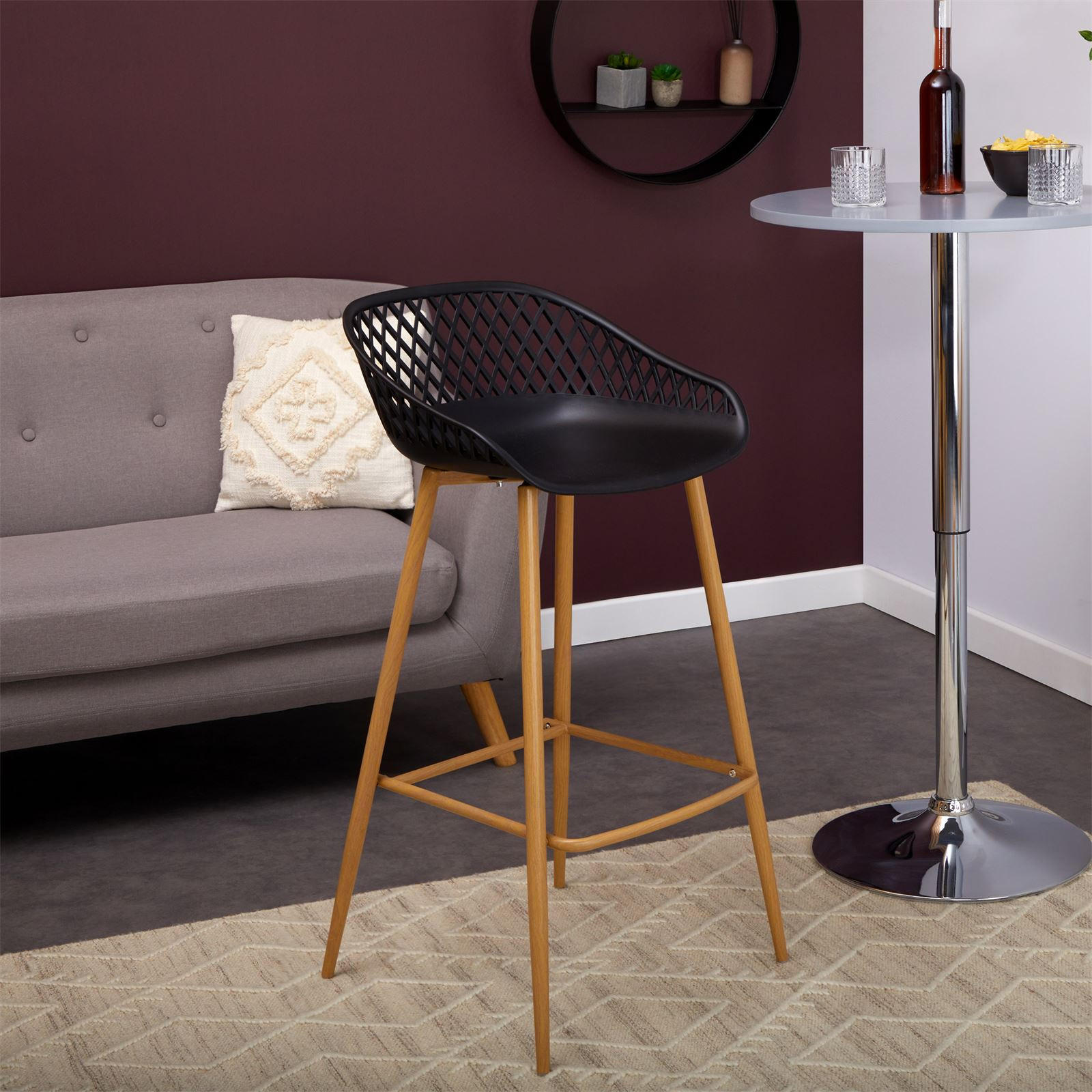 BARHOCKER IREK 2ER-SET - Schwarz/Sonoma Eiche, Textil (48/96/48cm) - IDIMEX