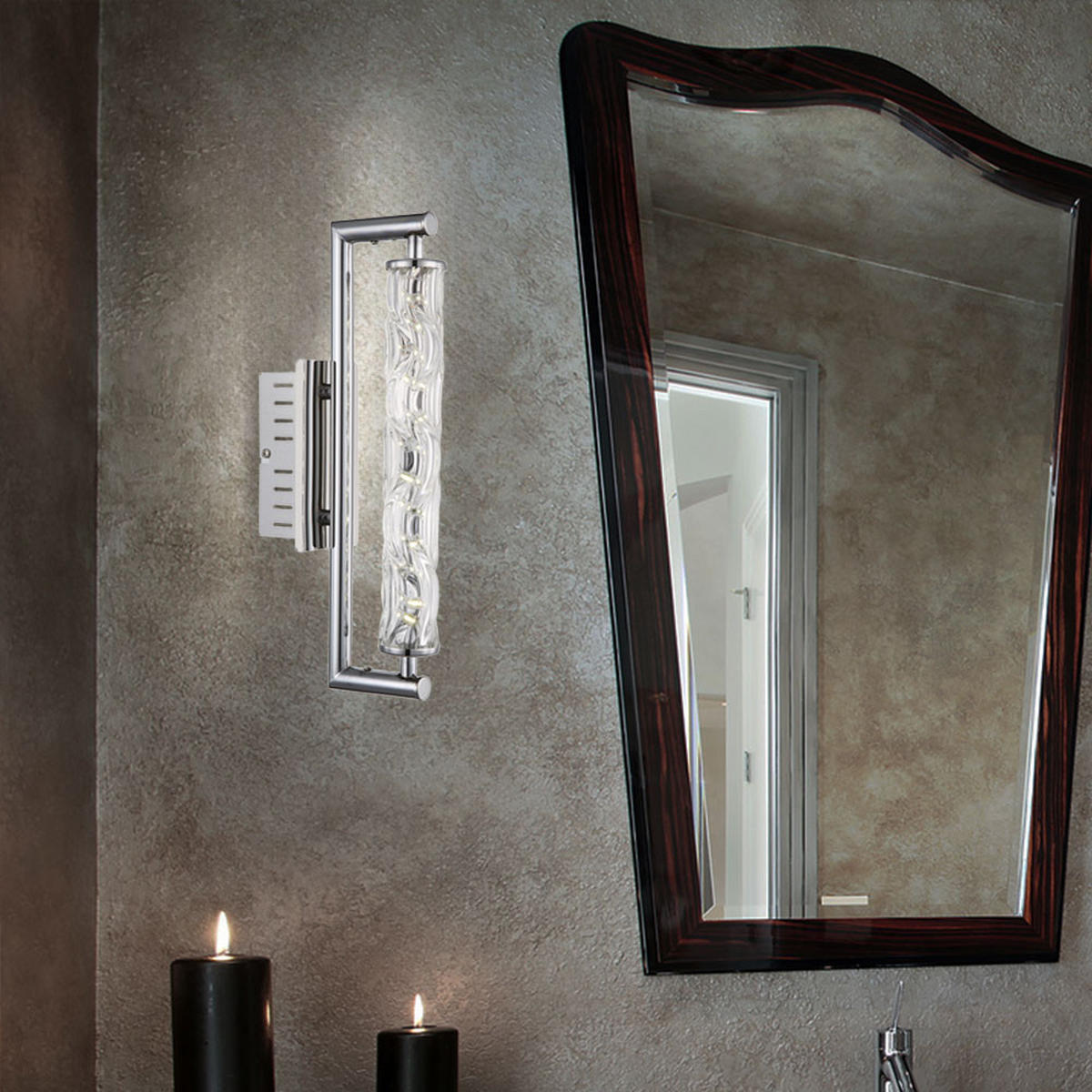 LED WANDLEUCHTE Salmo Silber Klar - Silberfarben, Glas (37/8/15.5cm) - Globo Lighting