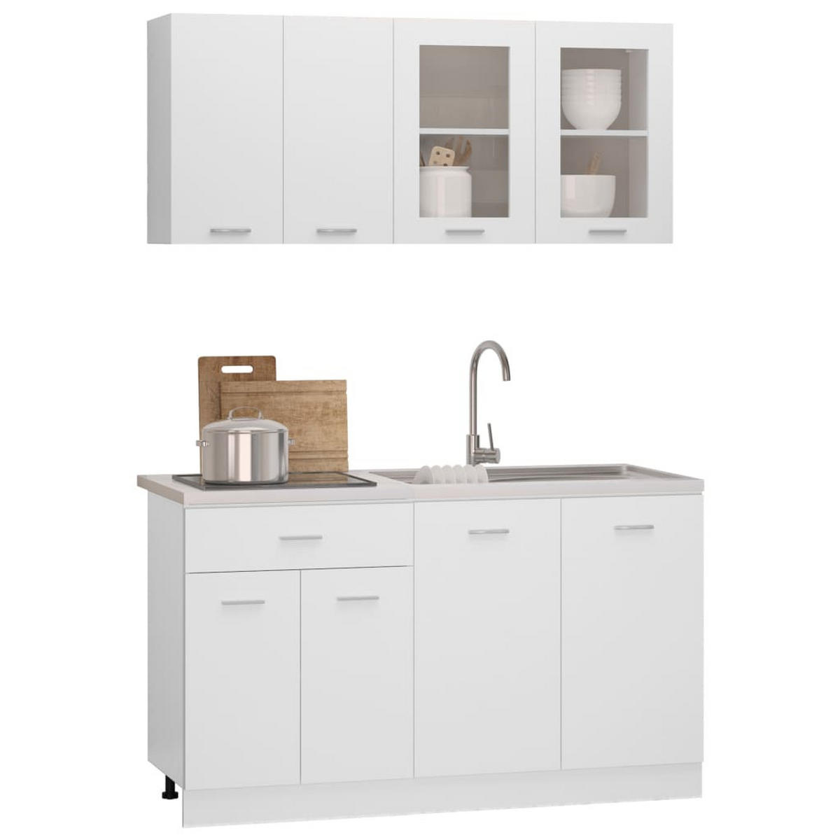 KÜCHENZEILE 4Er Set Lyon Weiss Holzwerkstoff - Weiß, Holzwerkstoff (80/81.5/46cm) - vidaXL