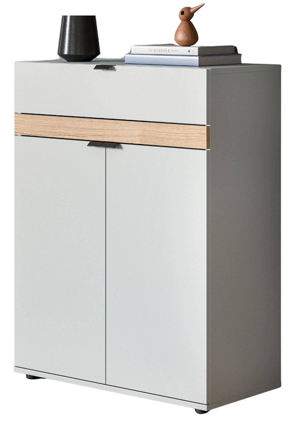 SCHUHSCHRANK grau, Evoke Eiche 75 x 98 cm, Flur Kommode mit Soft-Close - Eichefarben/Schwarz, Holzwerkstoff/Kunststoff (75/98/37cm) - Inn.Furn