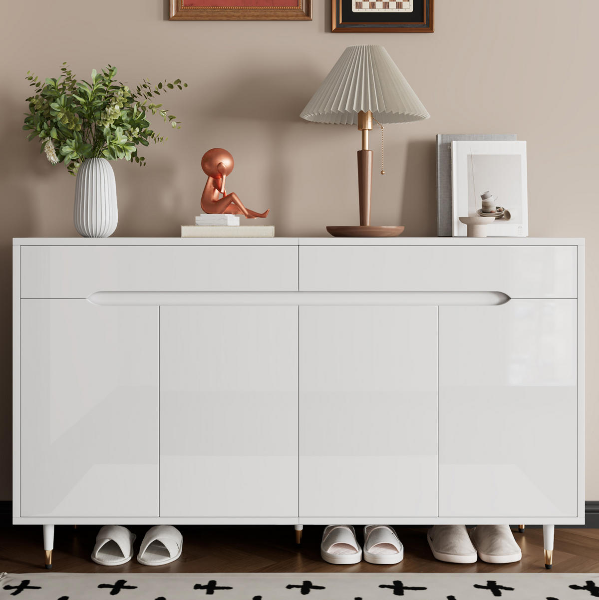 SCHUHSCHRANK mit 2 Türen und 2 Schubladen 140 x 39 x 84 cm Weiß - Weiß, Holz (39/84/140cm) - Beauniv